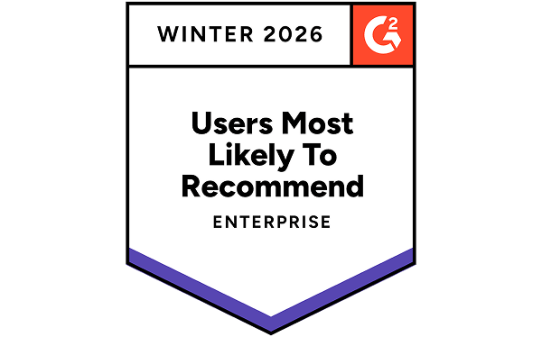 G2 Users Most Likely to Recommend Enterprise Winter 2026 badge