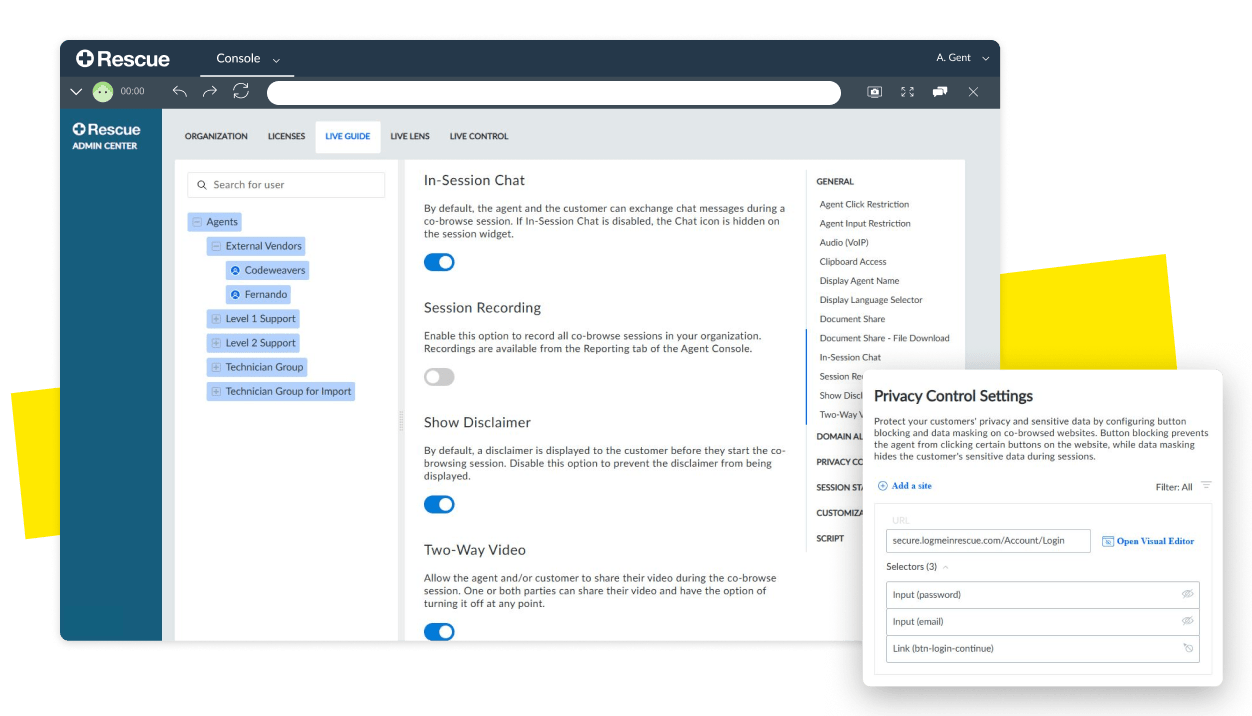 A screen showcasing LogMeIn Rescue's easy administration dashboard.