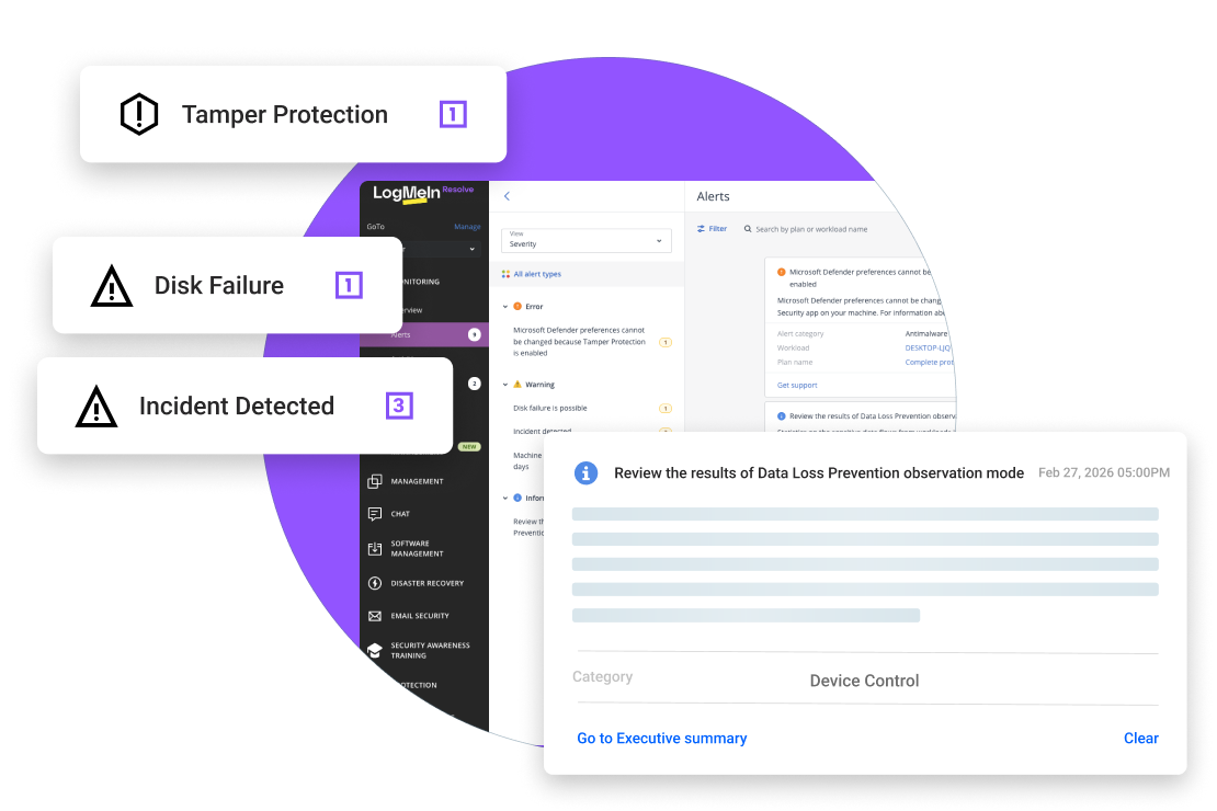Resolve console seen detecting threats in real time. 