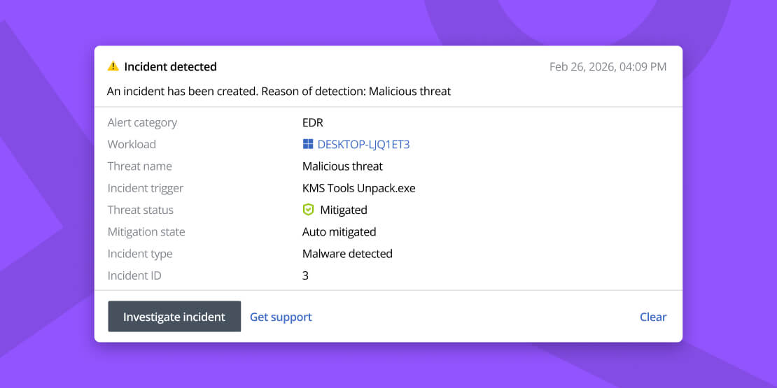 LogMeIn Resolve active alerts table listing Acronis XDR alerts with priority, device and trigger details