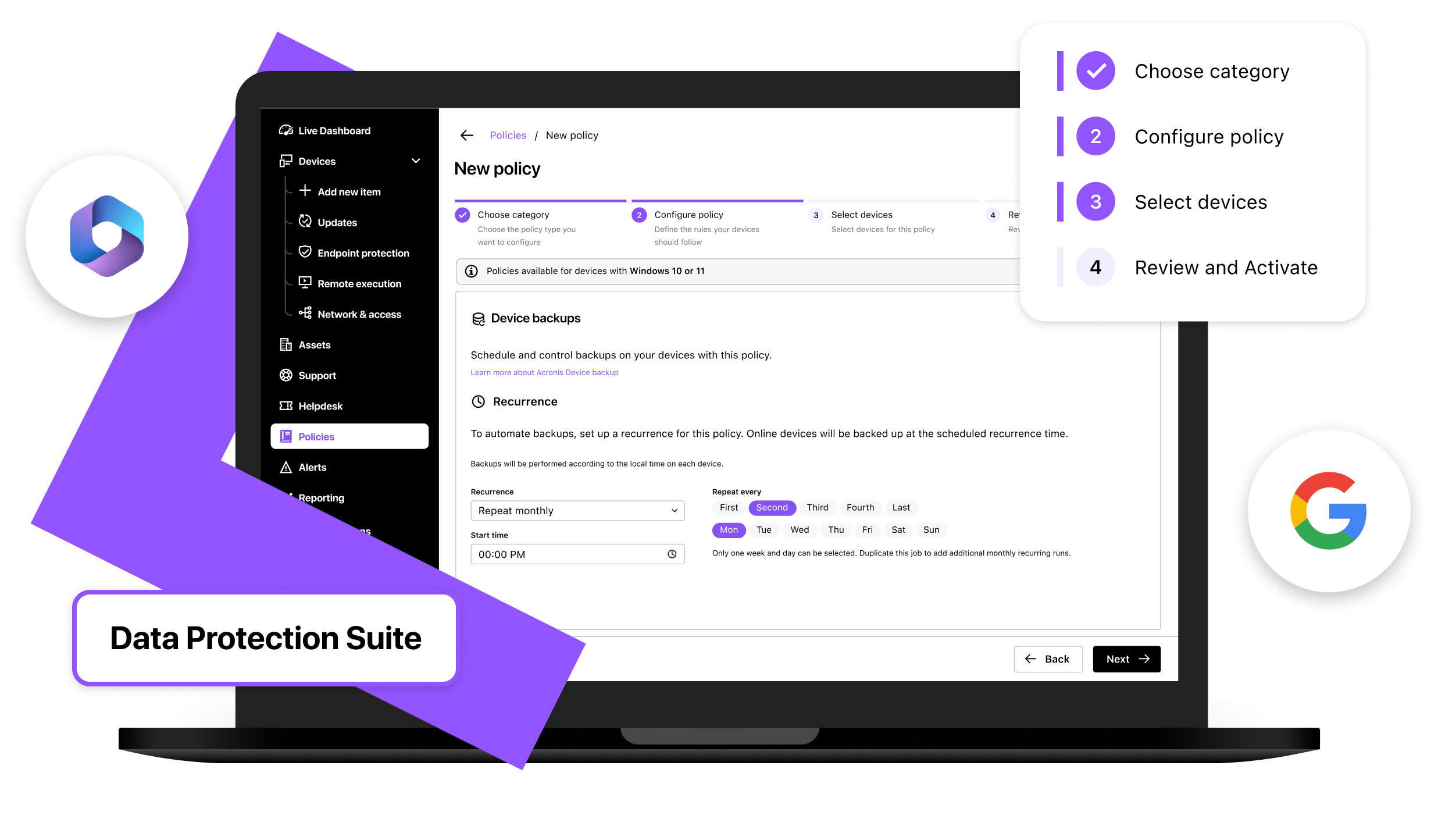 Showcasing of the LMI Resolve Data Protection Suite powered by Acronis interface
