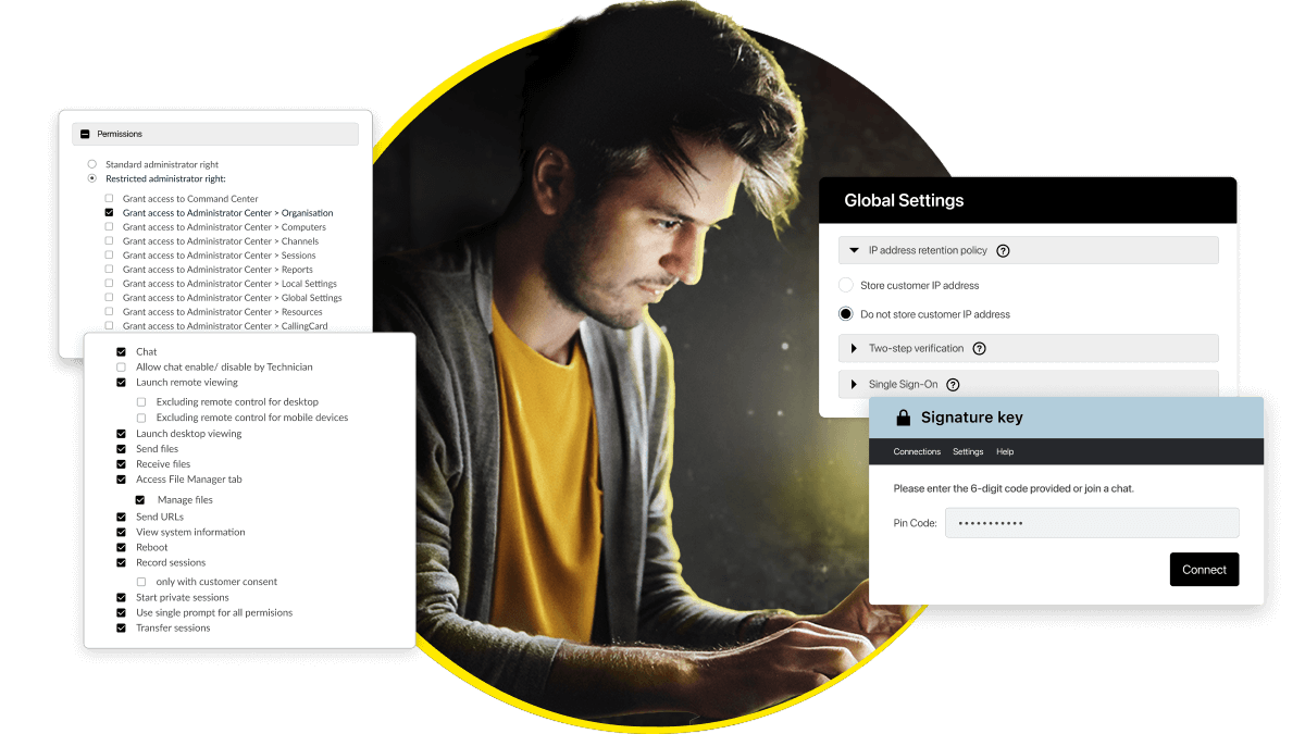 IT professional managing master administrator configuration settings to strengthen compliance and security.