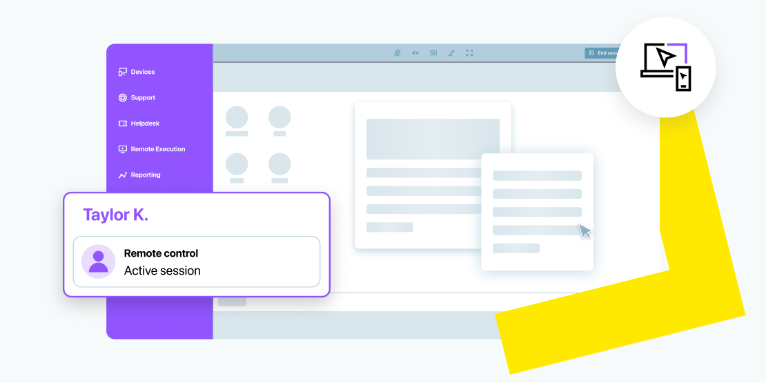 LogMeIn Resolve interface showing an active session for IT teams to access end user devices and provide remote support.