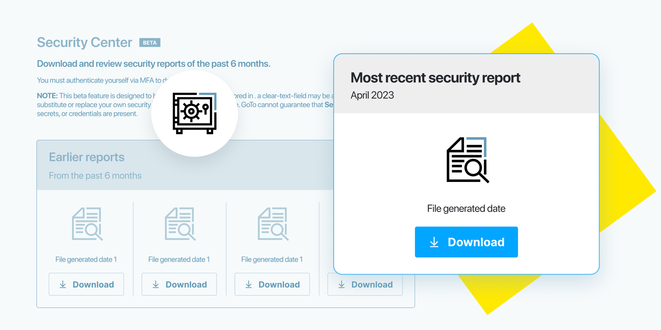 LogMeIn Central interface which helps mitigate risk through security center.