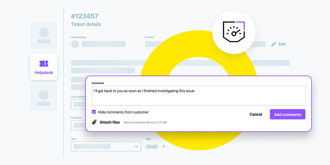 LogMeIn Resolve helpdesk dashboard displaying a ticketing system with service management tools and workflow optimization features.