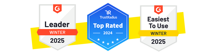 G2 Leader Winter 2025, TrustRadius Top Rated 2024, G2 Easiest To Use Winter 2025