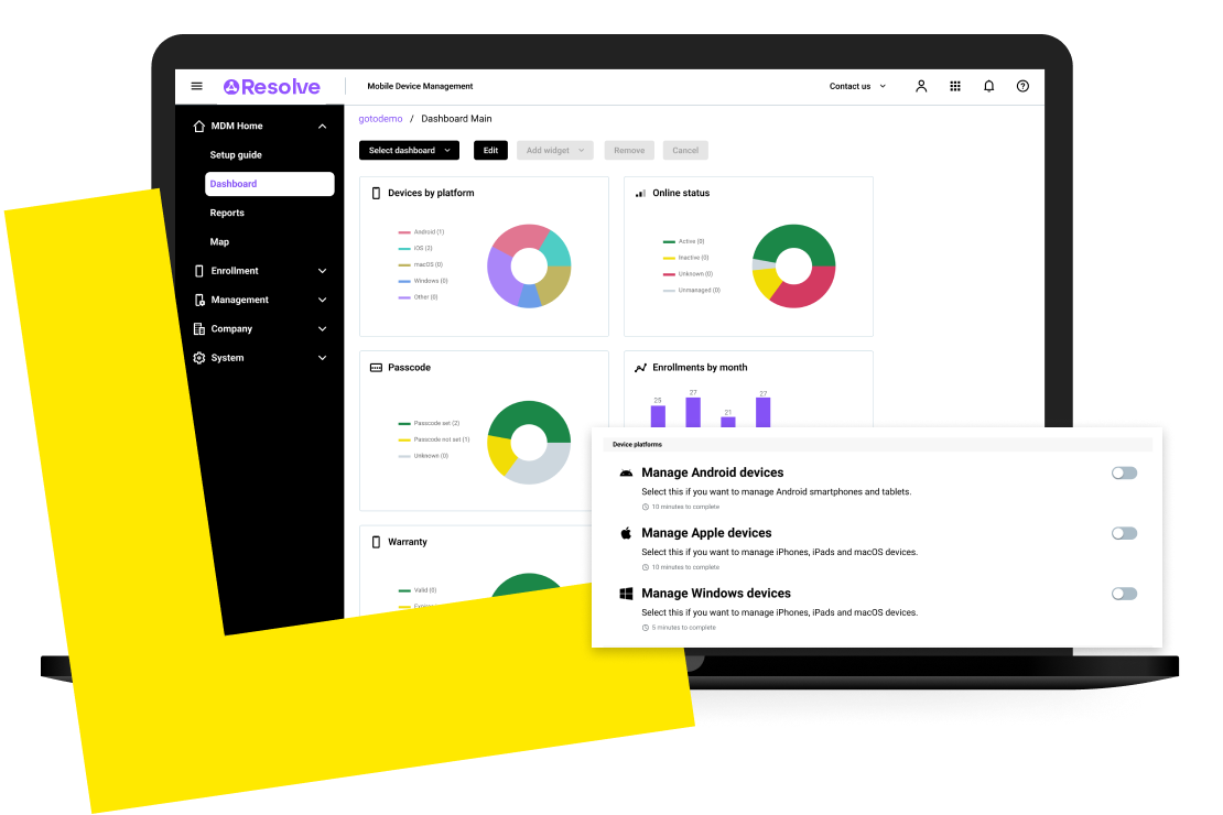 Desktop view of screen to add a configuration profile to Resolve MDM.
