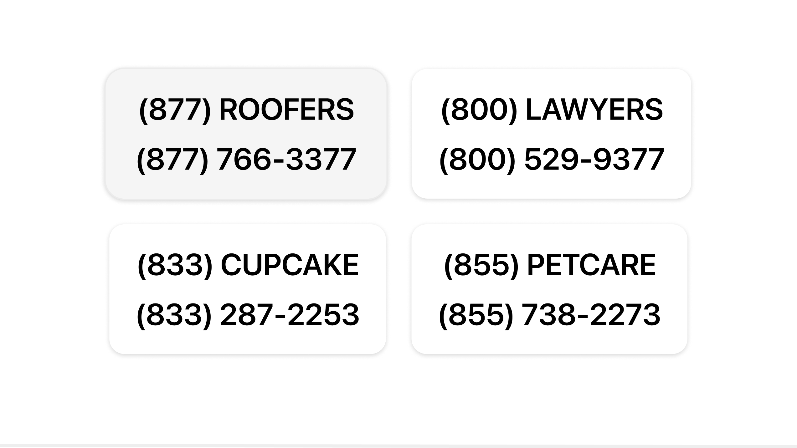 Vanity number examples