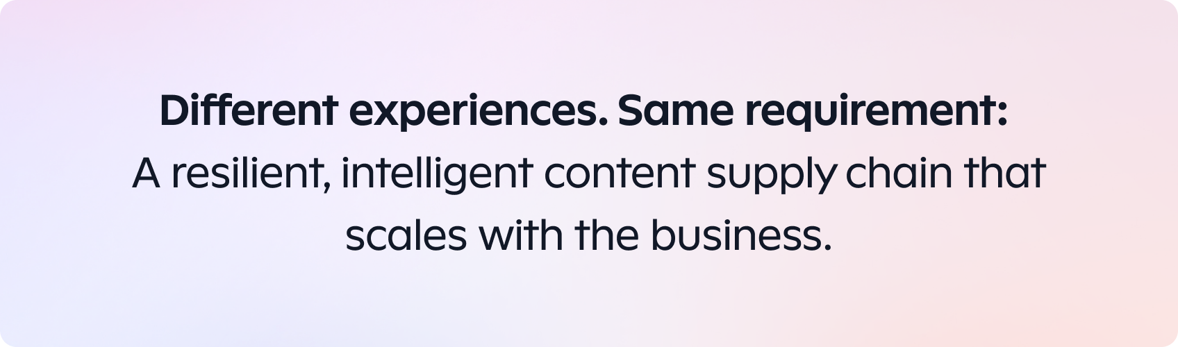 Different experiences, same requirement: A resilient, intelligent content supply chain that scales with the business