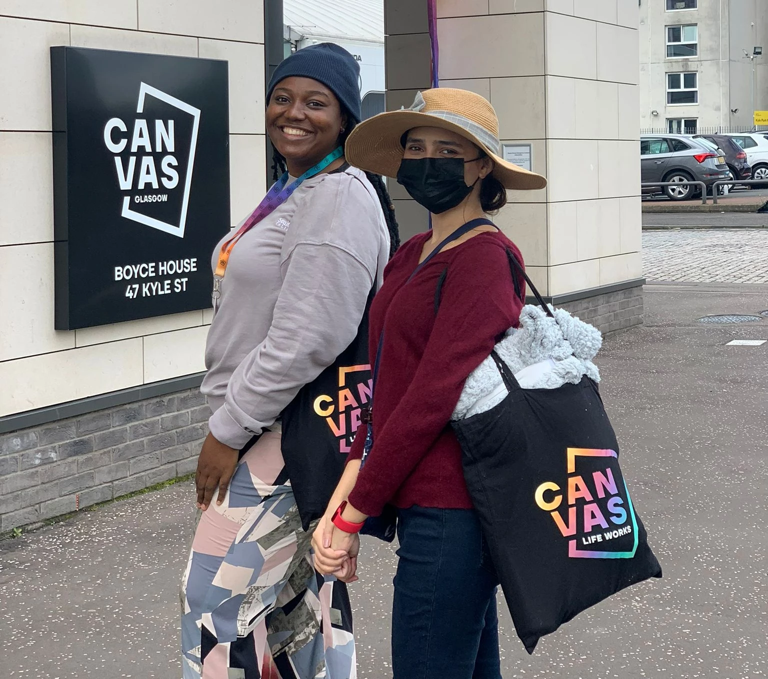 Canvas students with reusable bags
