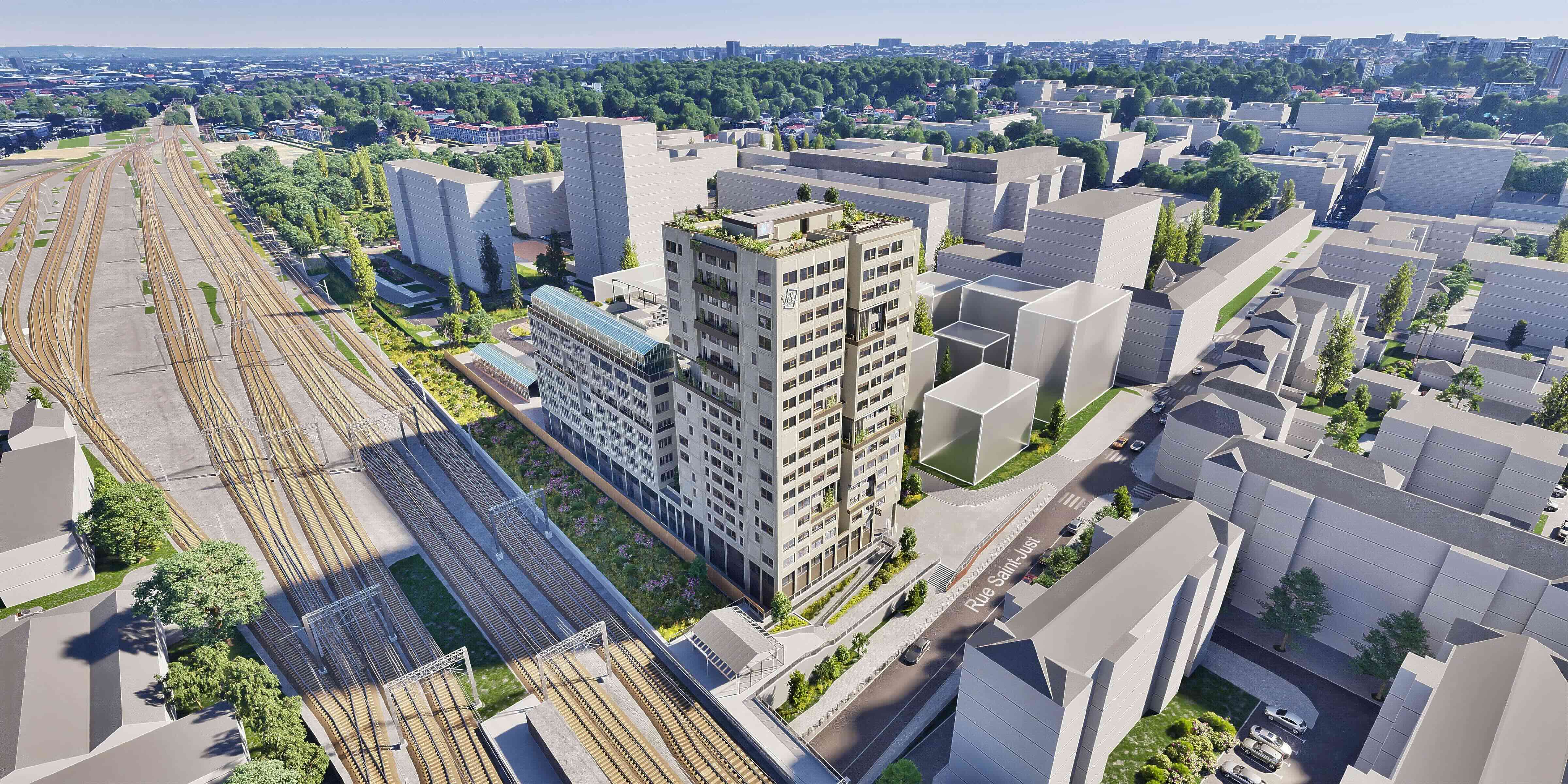 a high angle view of a city