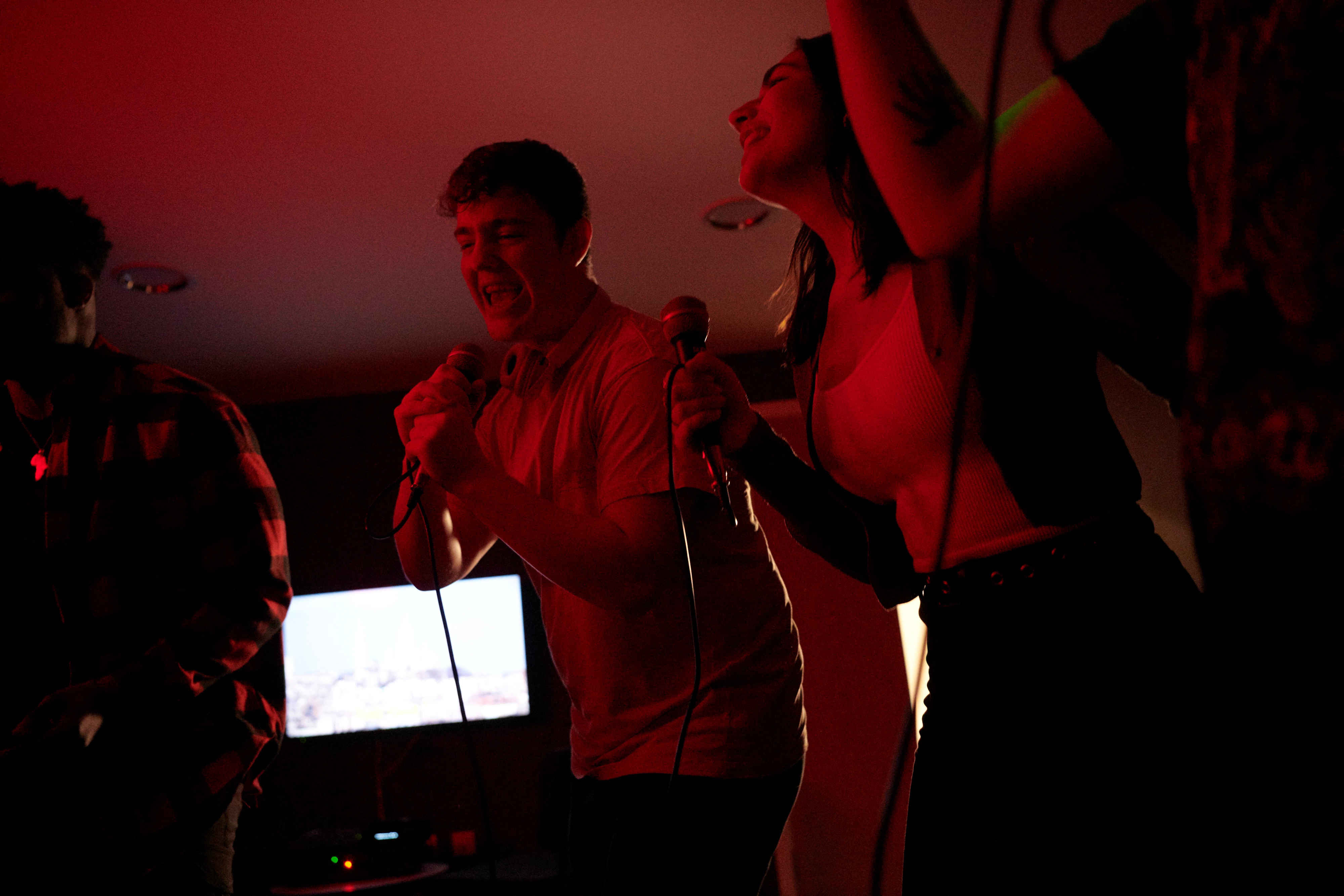 Students singing Karaoke