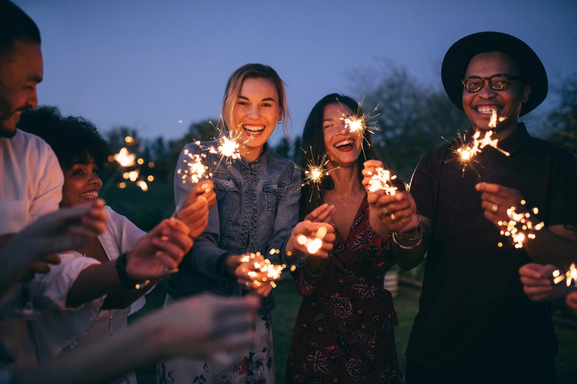 People with sparklers