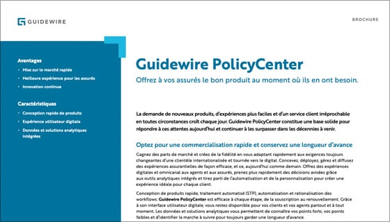 cover - Guidewire PolicyCenter Data Sheet - Français