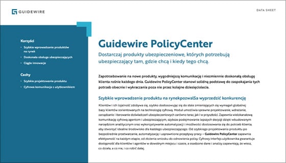 cover - Guidewire PolicyCenter Data Sheet - Polski