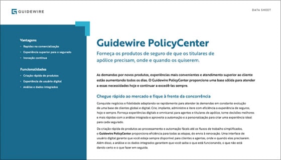 cover - Guidewire PolicyCenter Data Sheet - Português