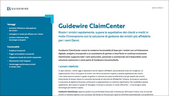 cover - Guidewire ClaimCenter Data Sheet - Italiano