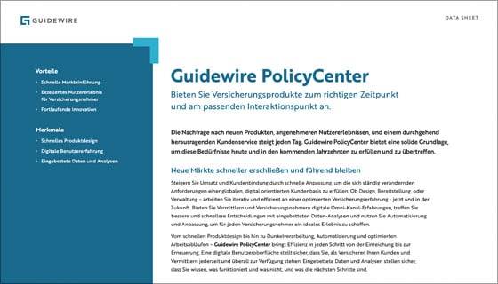 cover - Guidewire PolicyCenter Data Sheet - Deutsch