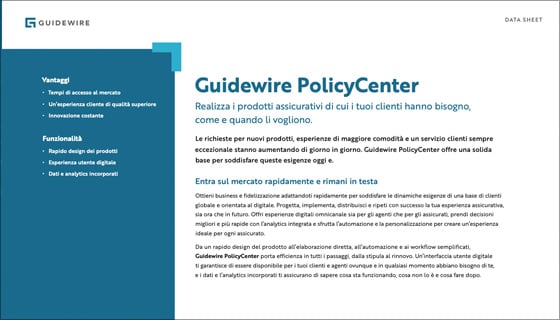 cover - Guidewire PolicyCenter Data Sheet - Italiano