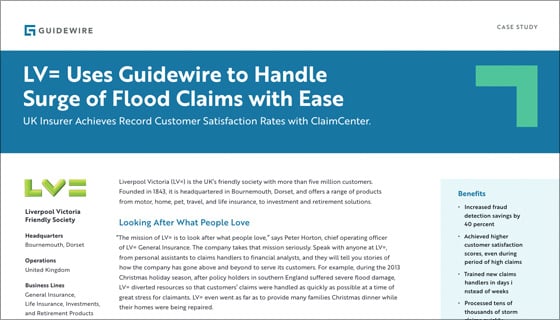 cover - LV= uses Guidewire to handle surge of flood claims with ease