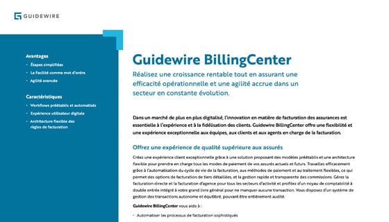 cover - Guidewire BillingCenter - French