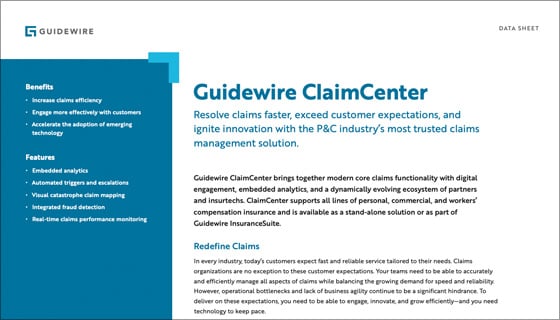 cover - Guidewire ClaimCenter Data Sheet