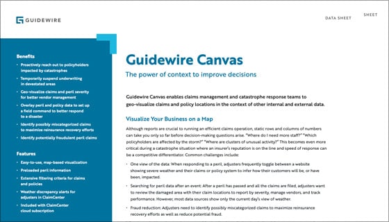 data sheet cover - Guidewire Canvas