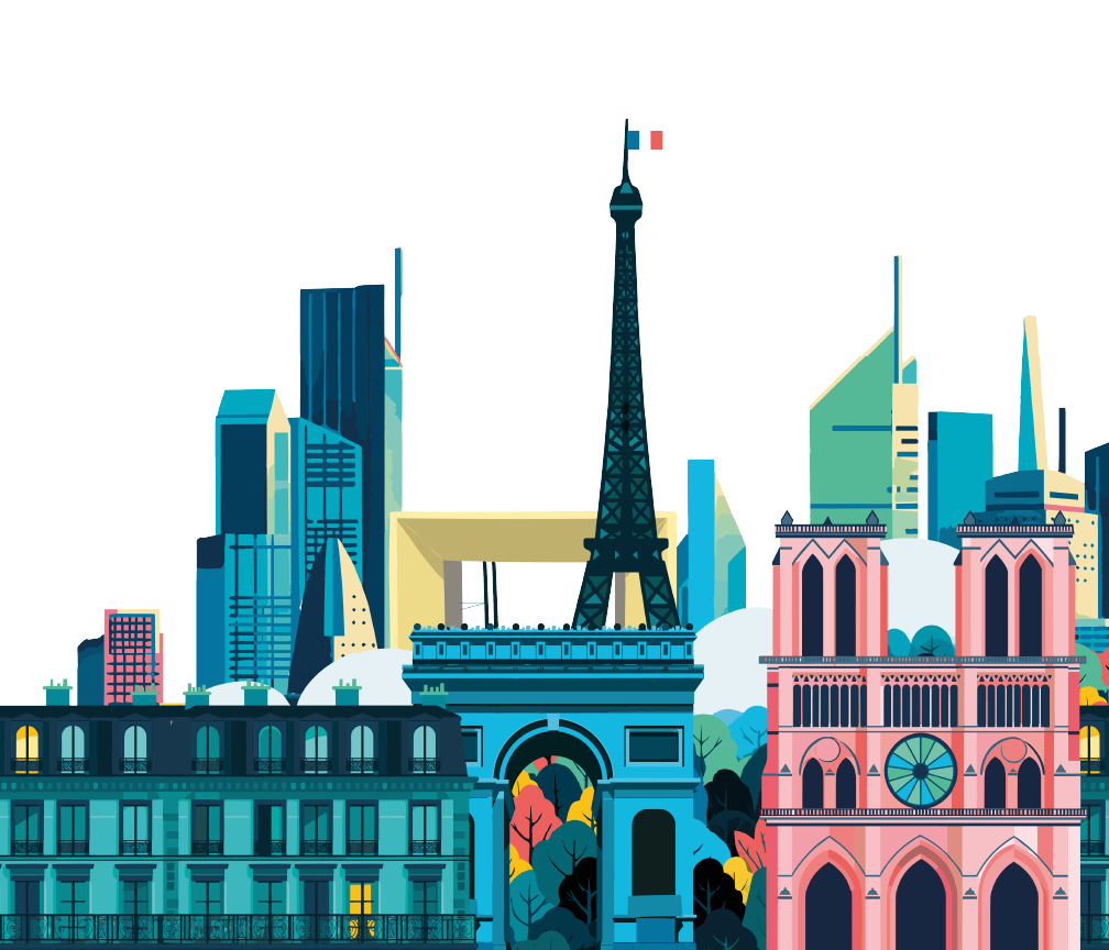 composite illustration of Paris skyline