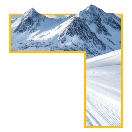 Guidewire G arrow with snow-capped mountains