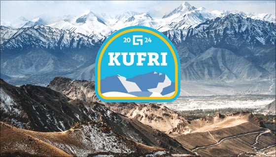 Kufri release badge over image of mountains of Kufri