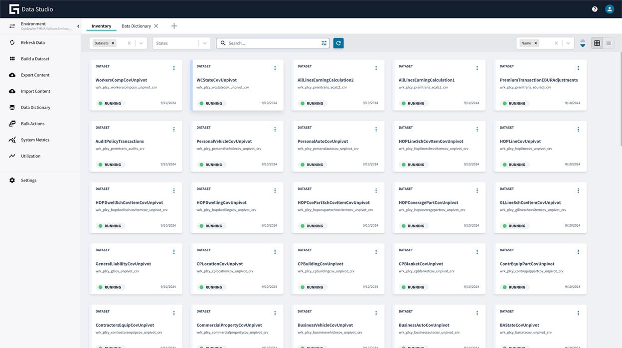 screenshot from Guidewire Data Studio