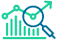 simple icon - bar chart and plot with magnifier glass