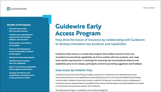 cover - Guidewire Early Access Program Data Sheet