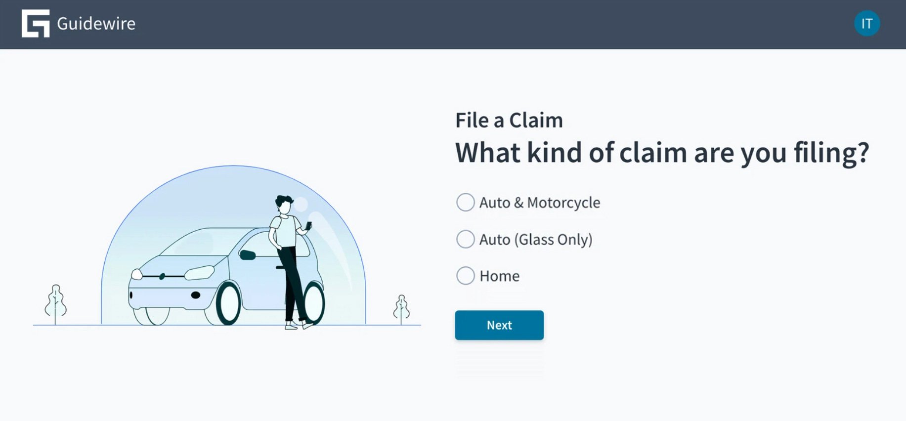 File a claim screen