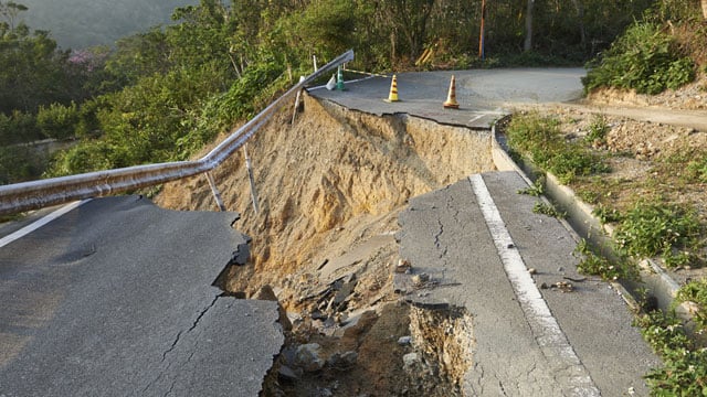 landslide damaged roadway