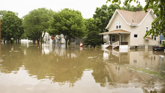 flooding in housing area
