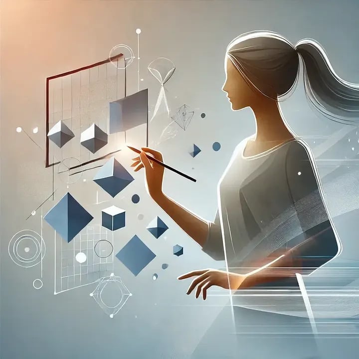 illustration - woman designing with pen