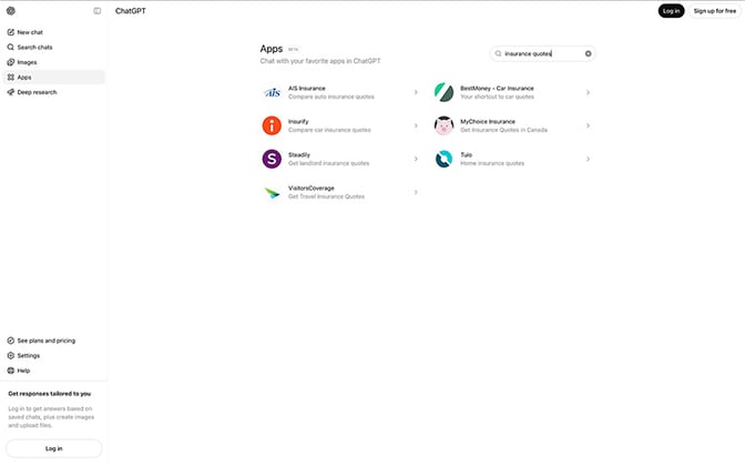 chatgpt dashboard - Apps