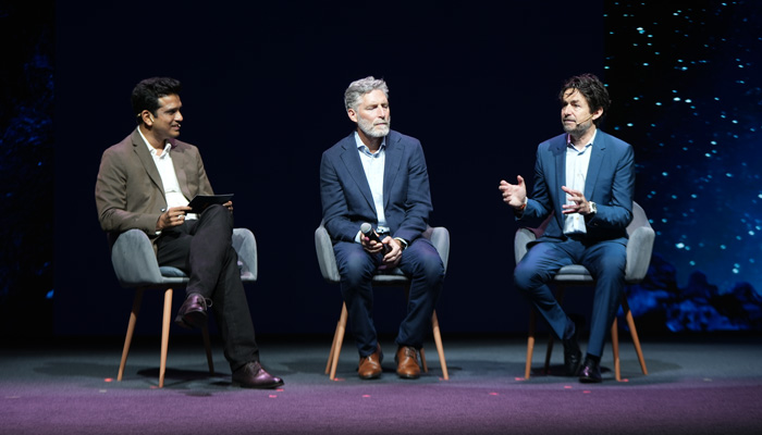 Actor, writer, director R. Madhavan, Mike Rosenbaum, Chief Executive Officer, and Diego Devalle, Chief Product Development Officer