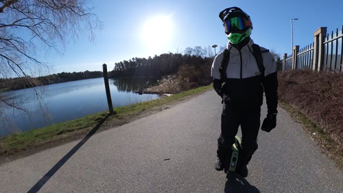 Man riding an electric unicycle