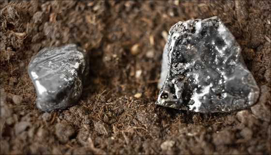 Two pieces of rare-earth metal