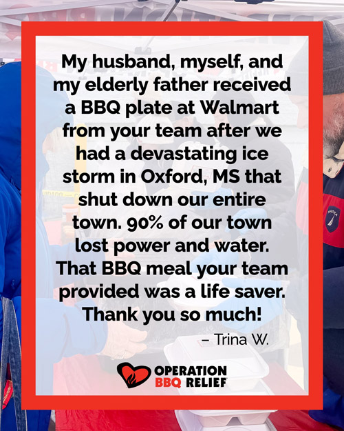poster - thank you message from a recipient of meal from Operation BBQ Relief