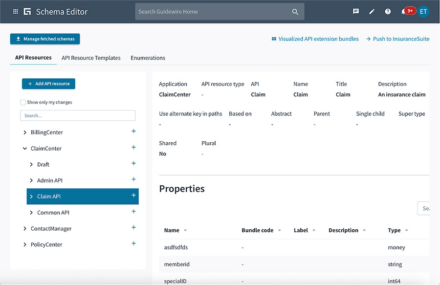 screen shot - Schema Editor