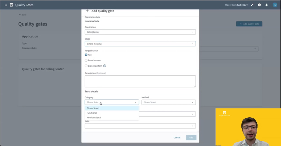 screenshot - Add quality gate