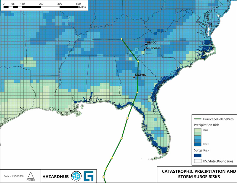 map - gulf coastal area - storm surge risks - color coded