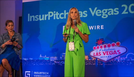 Speaker on stage at InsurPitch Las Vegas 2025