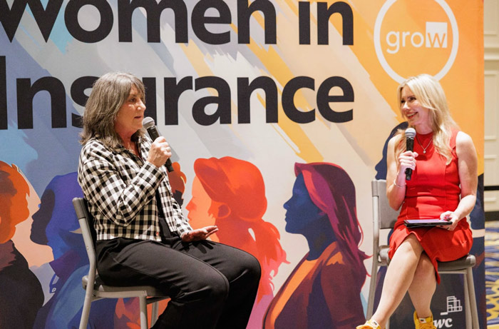 Laura Drabik speaks with reception panel member