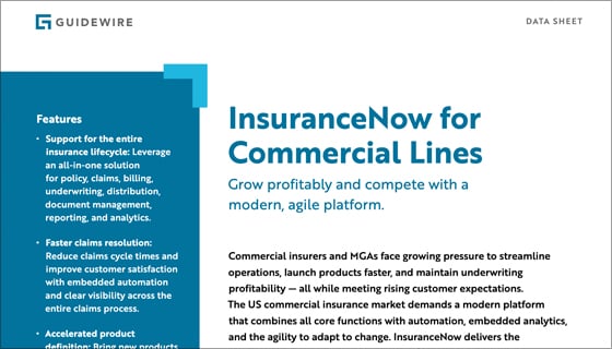 data sheet cover - InsuranceNow for Commercial Lines