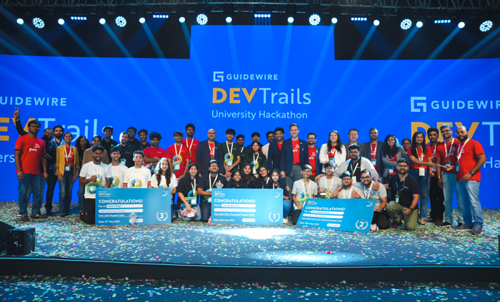 Large group onstage - Guidewire DEVTrails University Hackathon