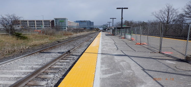 Rail platform tactile edge installation